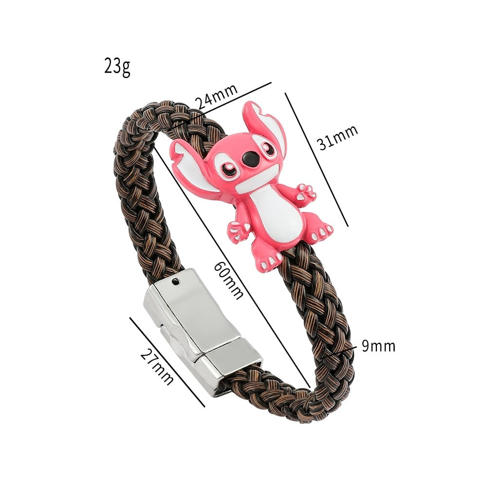 Bracelet cuir tressé Stitch Rose-Vetement Stitch