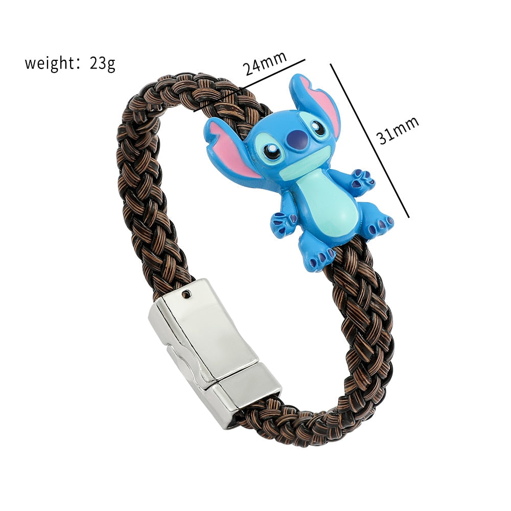 Bracelet cuir tressé Stitch bleu-Vetement Stitch