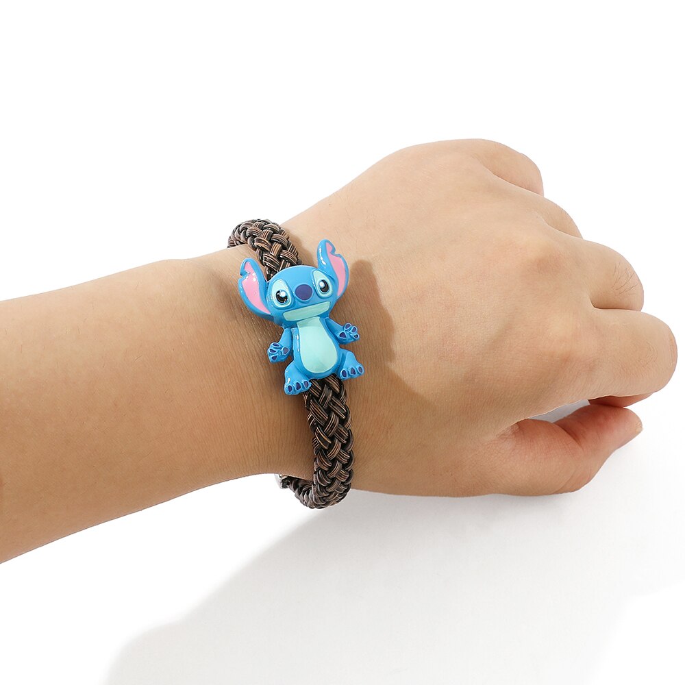 Bracelet cuir tressé Stitch bleu-Vetement Stitch