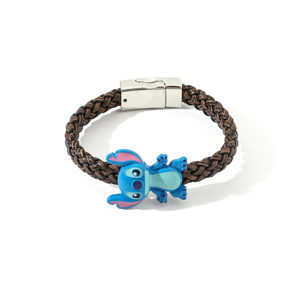 Bracelet cuir tressé Stitch bleu-Vetement Stitch