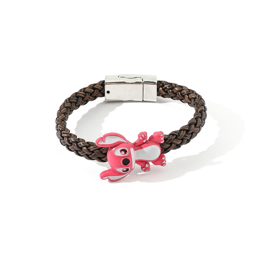 Bracelet cuir tressé Stitch Rose